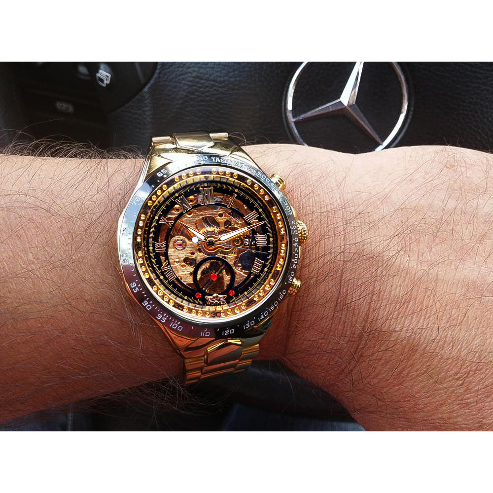 Swiss Luxe Hollow-Out Steel Mechanical Watch