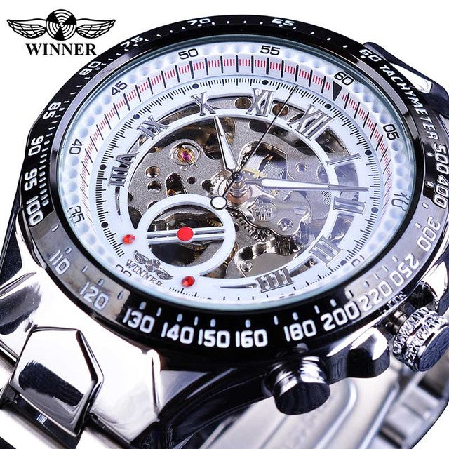 Swiss Luxe Hollow-Out Steel Mechanical Watch