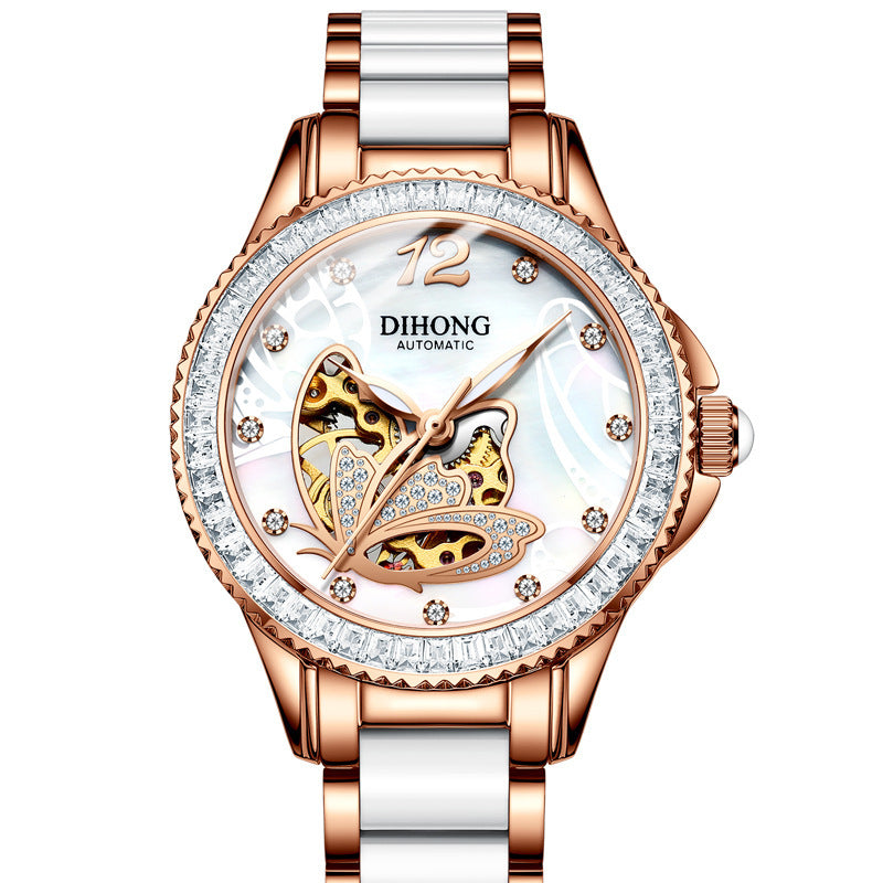 Ladies' Luminous White Ceramic Automatic Watch