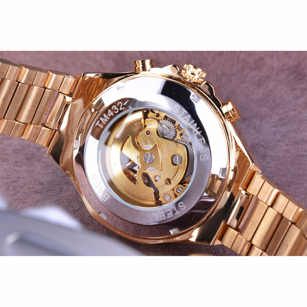 Swiss Luxe Hollow-Out Steel Mechanical Watch