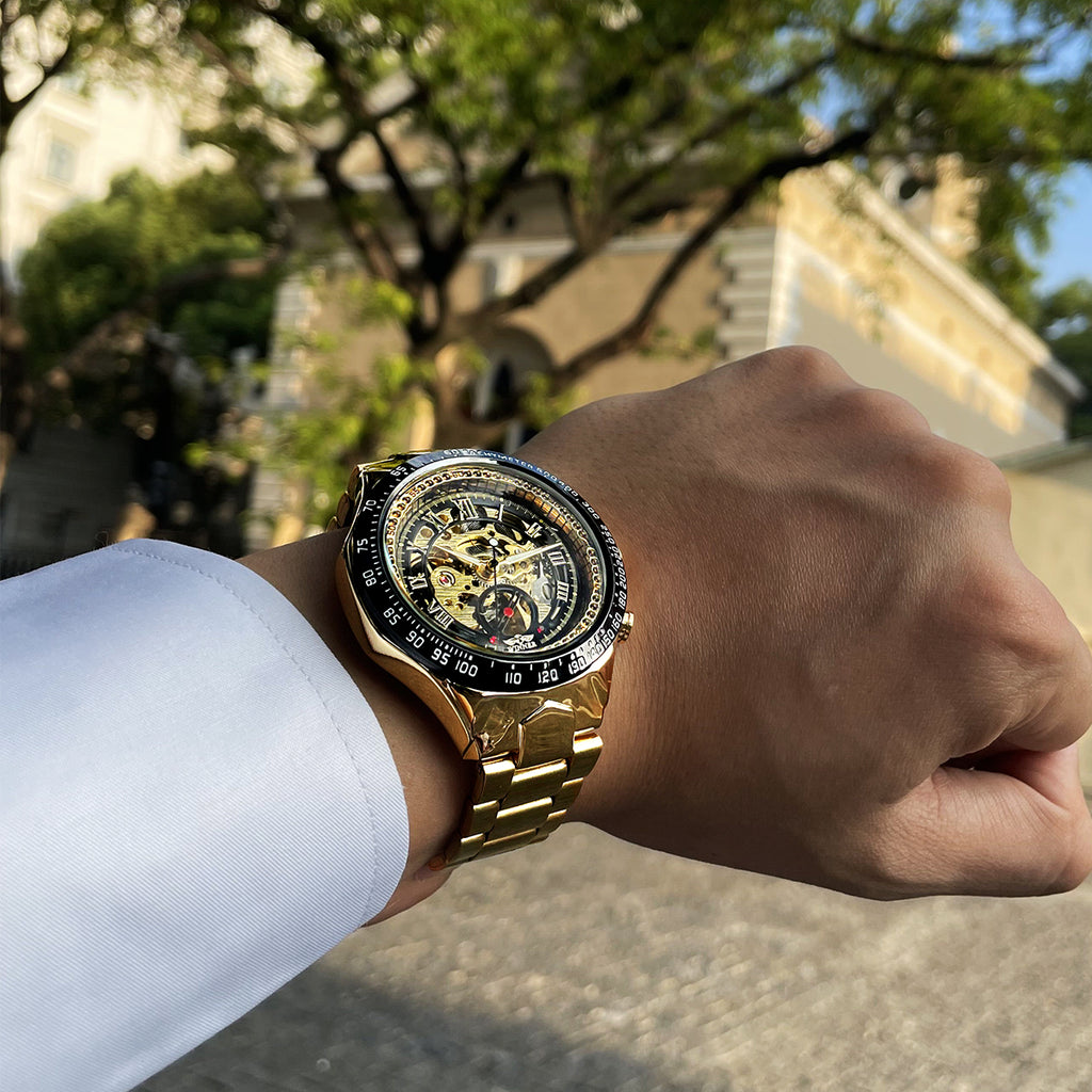 Swiss Luxe Hollow-Out Steel Mechanical Watch