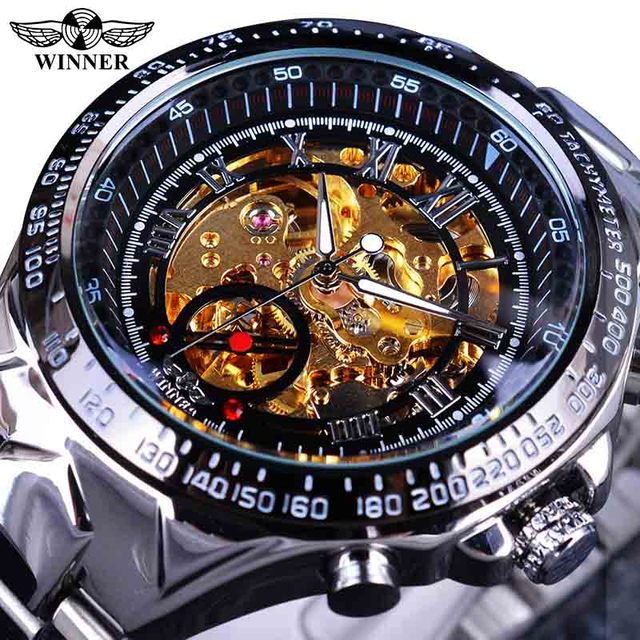 Swiss Luxe Hollow-Out Steel Mechanical Watch
