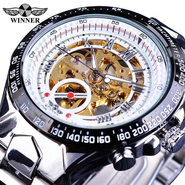 Swiss Luxe Hollow-Out Steel Mechanical Watch