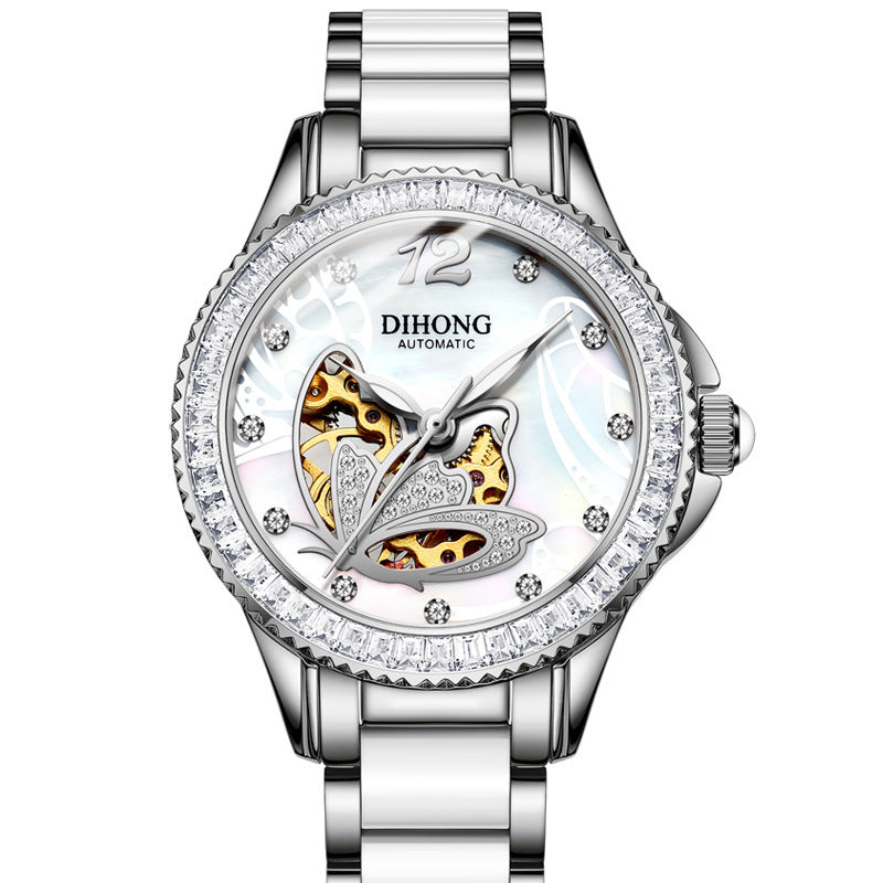 Ladies' Luminous White Ceramic Automatic Watch