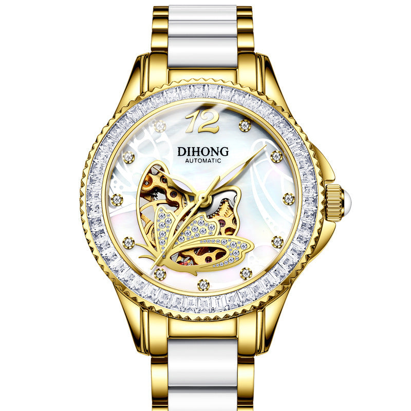 Ladies' Luminous White Ceramic Automatic Watch